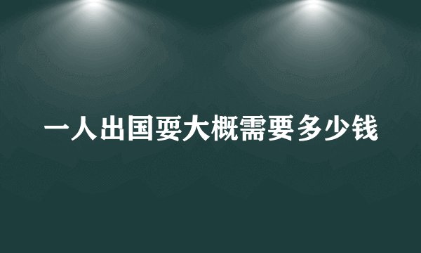 一人出国耍大概需要多少钱