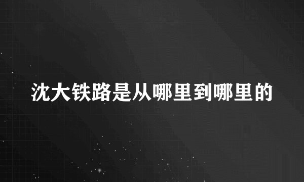 沈大铁路是从哪里到哪里的