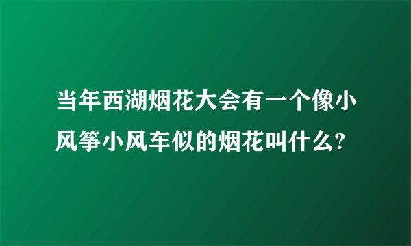 当年西湖烟花大会有一个像小风筝小风车似的烟花叫什么?