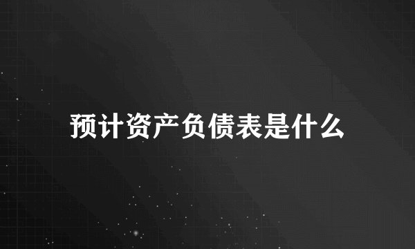 预计资产负债表是什么