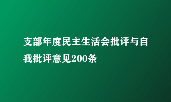 支部年度民主生活会批评与自我批评意见200条