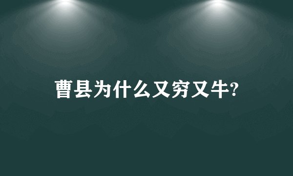 曹县为什么又穷又牛?