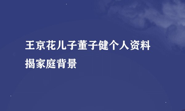 王京花儿子董子健个人资料 揭家庭背景