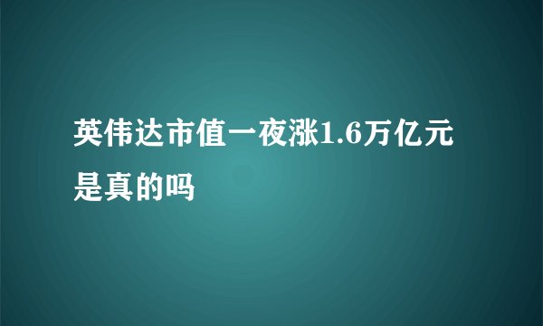 英伟达市值一夜涨1.6万亿元是真的吗