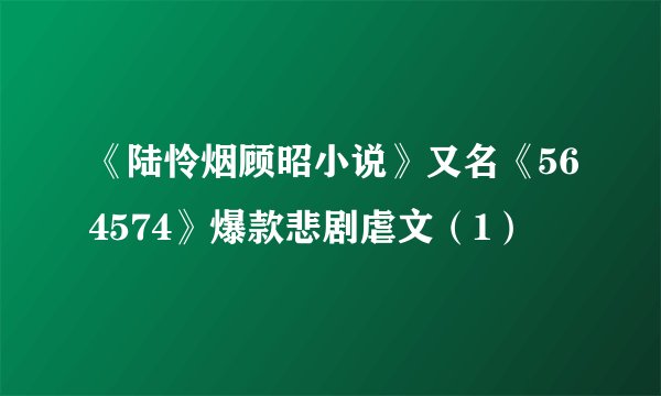 《陆怜烟顾昭小说》又名《564574》爆款悲剧虐文（1）