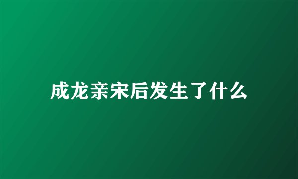 成龙亲宋后发生了什么