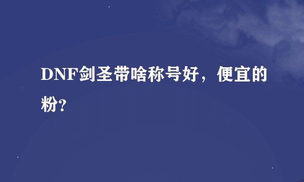 DNF剑圣带啥称号好，便宜的粉？