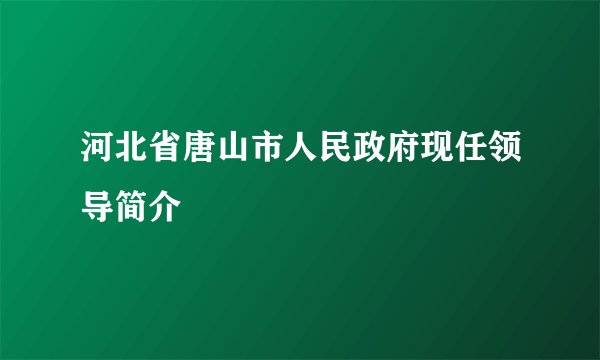 河北省唐山市人民政府现任领导简介