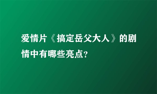 爱情片《搞定岳父大人》的剧情中有哪些亮点？