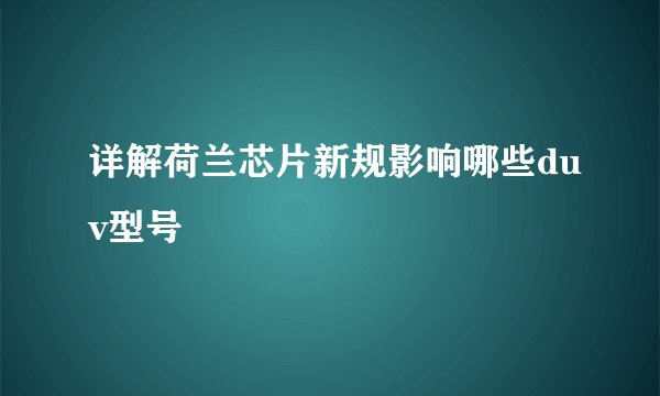 详解荷兰芯片新规影响哪些duv型号