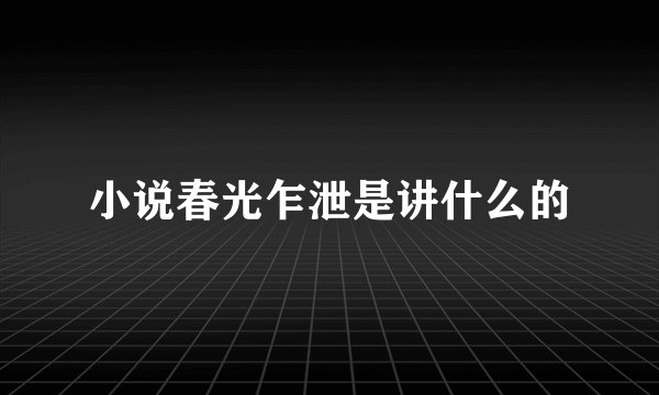 小说春光乍泄是讲什么的