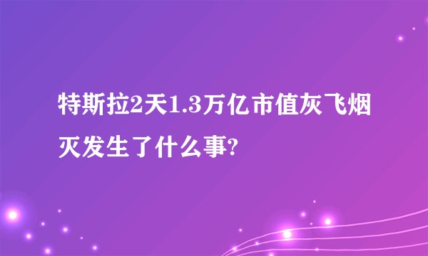 特斯拉2天1.3万亿市值灰飞烟灭发生了什么事?