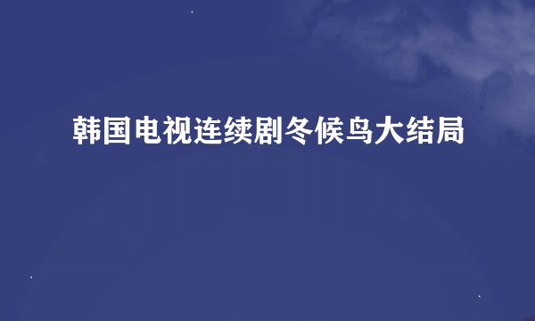 韩国电视连续剧冬候鸟大结局