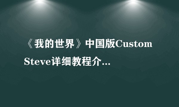 《我的世界》中国版CustomSteve详细教程介绍_《我的世界》中国版CustomSteve详细教程是什么