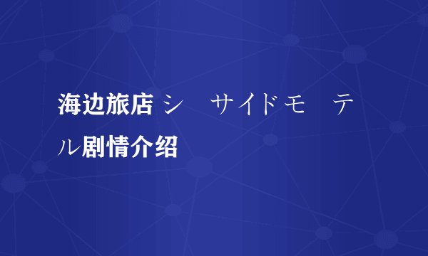 海边旅店 シーサイドモーテル剧情介绍