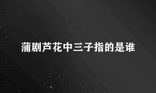 蒲剧芦花中三子指的是谁