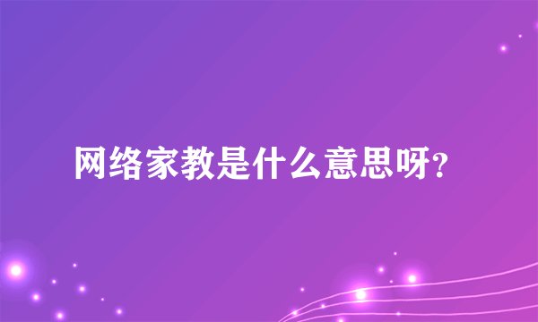 网络家教是什么意思呀？