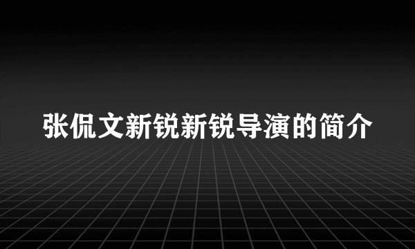 张侃文新锐新锐导演的简介