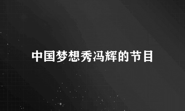 中国梦想秀冯辉的节目