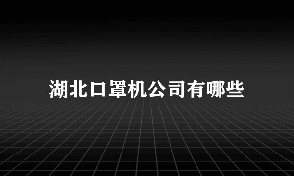 湖北口罩机公司有哪些