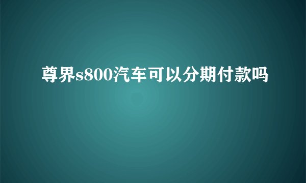 尊界s800汽车可以分期付款吗