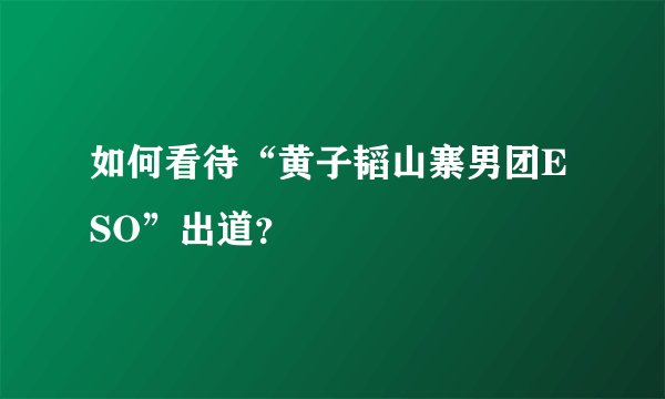 如何看待“黄子韬山寨男团ESO”出道？