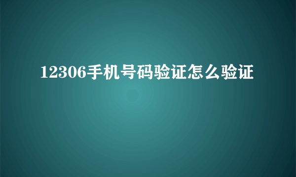 12306手机号码验证怎么验证