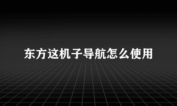 东方这机子导航怎么使用