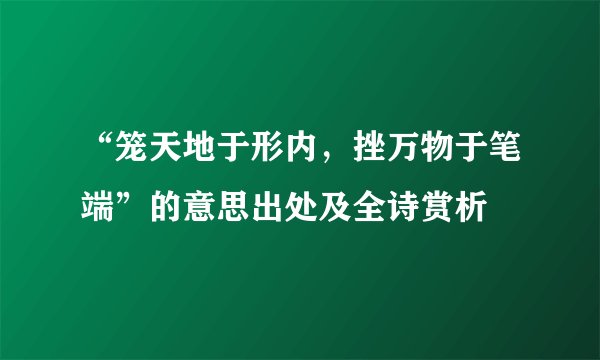 “笼天地于形内，挫万物于笔端”的意思出处及全诗赏析