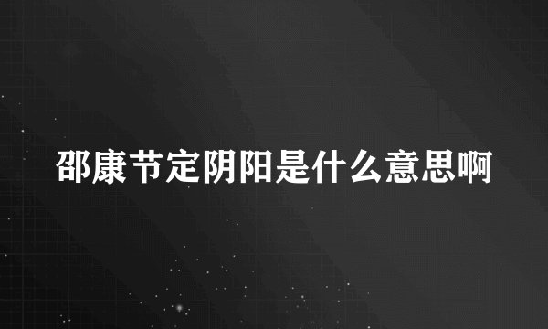 邵康节定阴阳是什么意思啊