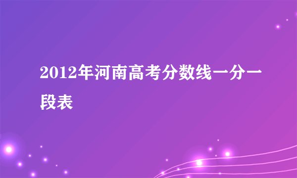 2012年河南高考分数线一分一段表