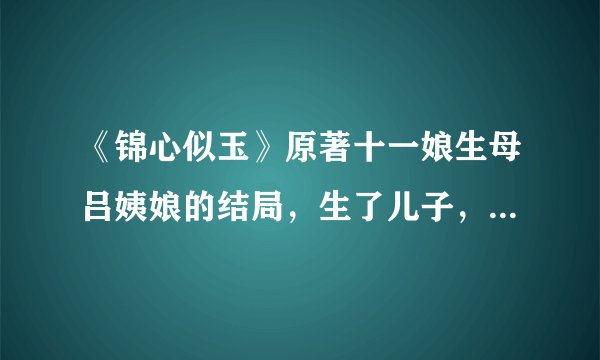 《锦心似玉》原著十一娘生母吕姨娘的结局，生了儿子，却不很亲近