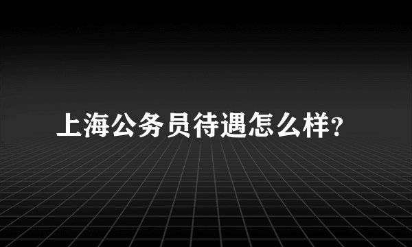 上海公务员待遇怎么样？