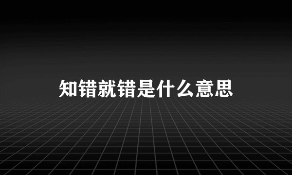 知错就错是什么意思