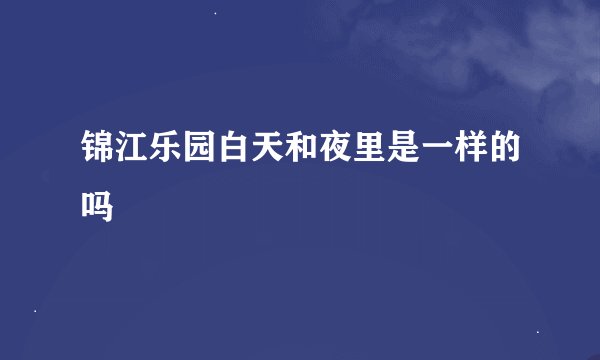 锦江乐园白天和夜里是一样的吗