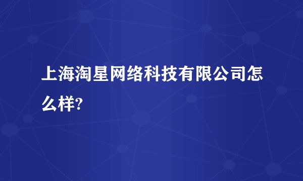 上海淘星网络科技有限公司怎么样?