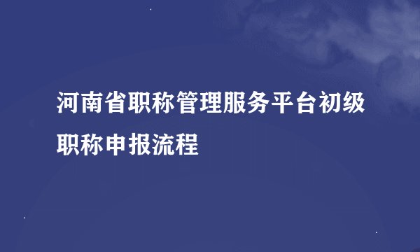 河南省职称管理服务平台初级职称申报流程