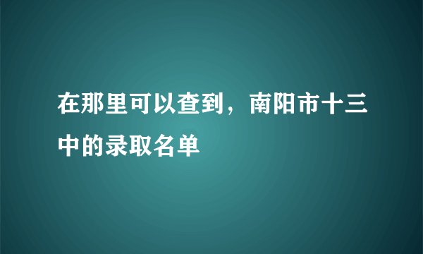 在那里可以查到，南阳市十三中的录取名单