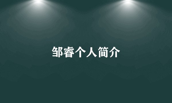 邹睿个人简介