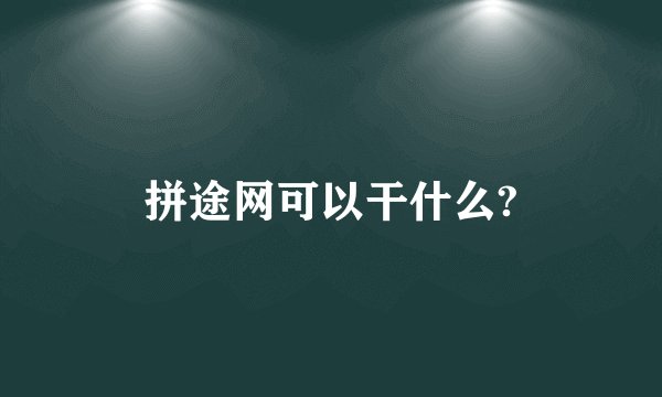 拼途网可以干什么?