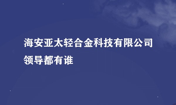 海安亚太轻合金科技有限公司领导都有谁