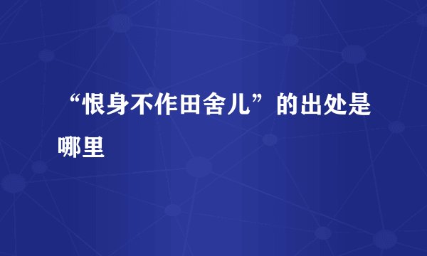 “恨身不作田舍儿”的出处是哪里