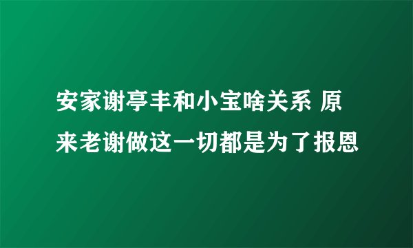 安家谢亭丰和小宝啥关系 原来老谢做这一切都是为了报恩