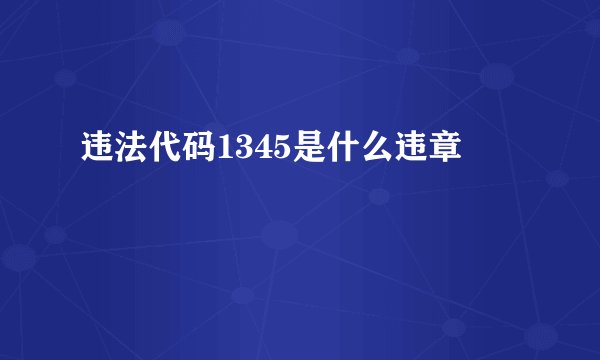 违法代码1345是什么违章