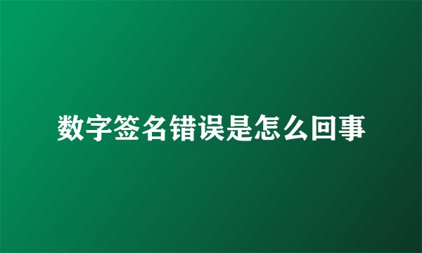 数字签名错误是怎么回事