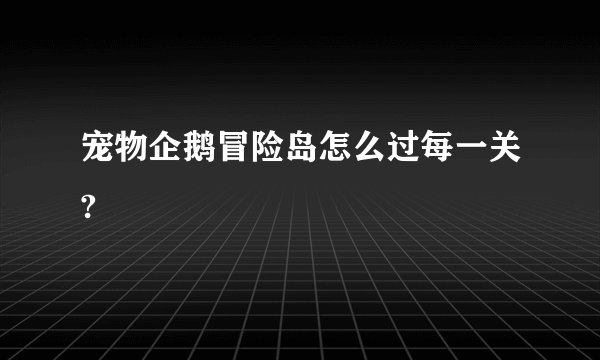 宠物企鹅冒险岛怎么过每一关?