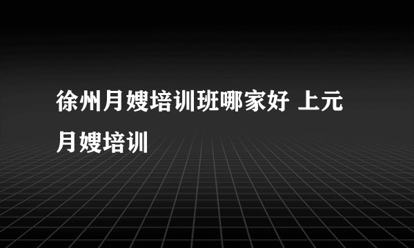 徐州月嫂培训班哪家好 上元月嫂培训