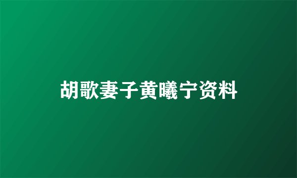 胡歌妻子黄曦宁资料