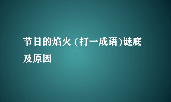 节日的焰火 (打一成语)谜底及原因