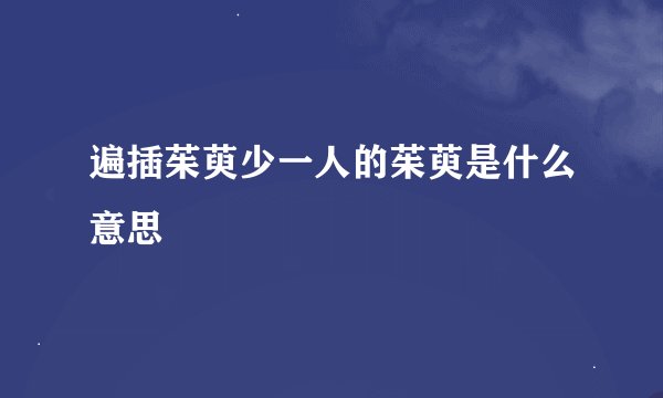 遍插茱萸少一人的茱萸是什么意思